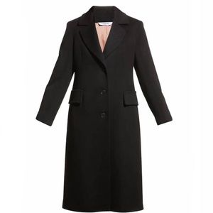 FLEURETTE Loro Piana Long Italian Wool Black Coat $1349 SZ 12